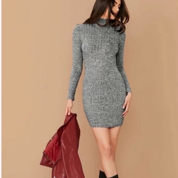 SHEIN Ribbed Turtleneck Bodycon Dress - Picture 3 of 6
